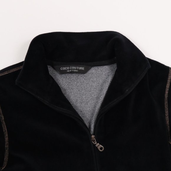 Coco Couture New York Velvet Cardigan Jacket High Collar	Black - Picture 2 of 8